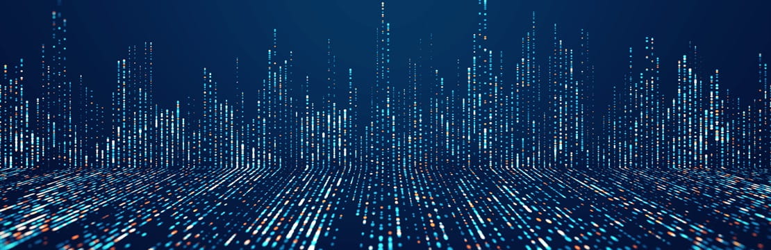 Image depicting motion of digital data flow